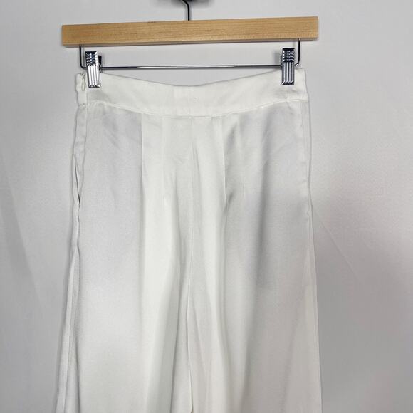 Talulah S White Pleated Wide Leg Pants Trousers Pockets High Waist Lightweight - Picture 6 of 11